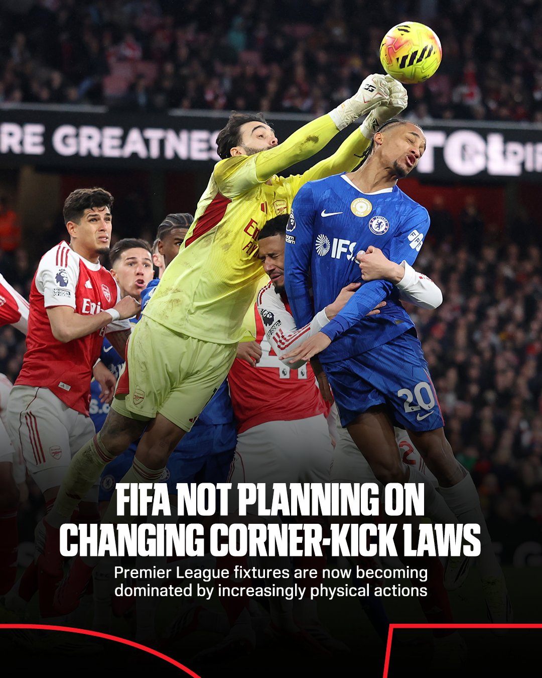 星空体育官方网站-ESPN：FIFA没有出台新规限制角球推搡，认为目前情况并不严重